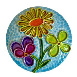 Vintage Signed ART Arthur Pepper Floral Enamel And Metal Brooch